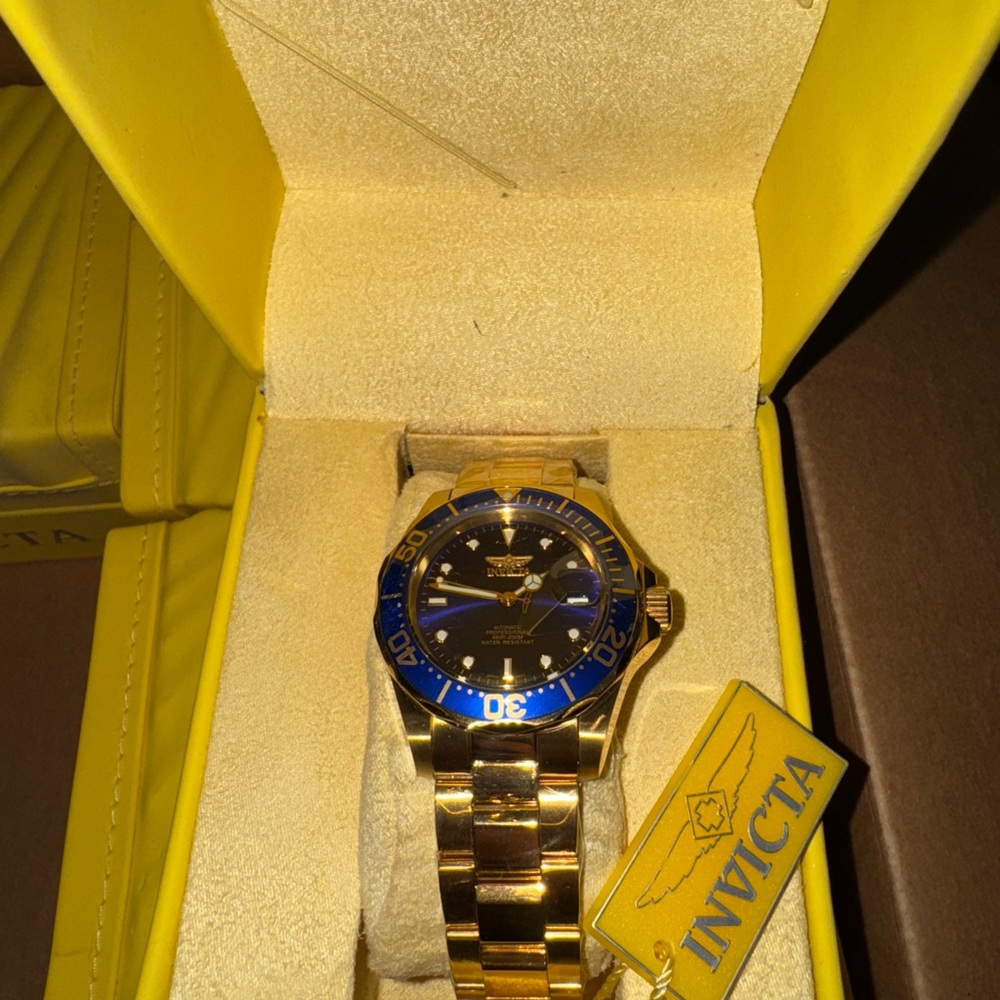 Invicta Gold Watch with Blue Dial - thinner side
